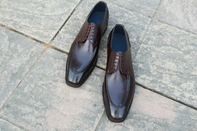 Dark Brown Leather Handmade Men Oxford Dress Shoes