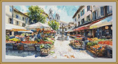 Town Market Cross Stitch Pattern