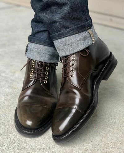 Handmade Dark Brown Leather Ankle High Lace up Boot For Men