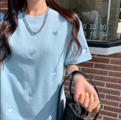 Love Heart Embroidery Tee