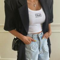 High Waist Fringed Heart Ripped Denim Shorts - Thumbnail 3
