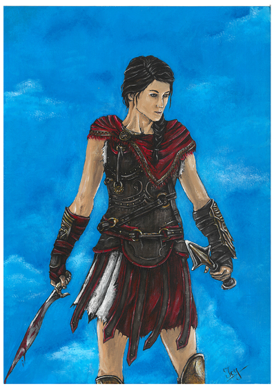 Assassin's Creed Odyssey signed art print Kassandra