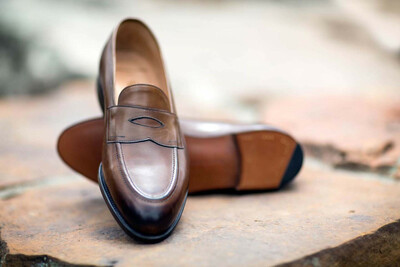 Brown Twotone Polishing 5 Star Handmade Dress Shoes