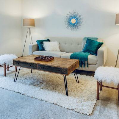 Medusa turquoise - contemporary wooden wall clock in shades of blue / teal