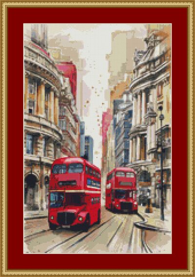 London Buses Cross Stitch Pattern