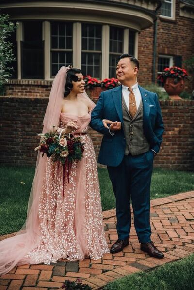 Pink Boho Lace Wedding Dress Bridal Dresses