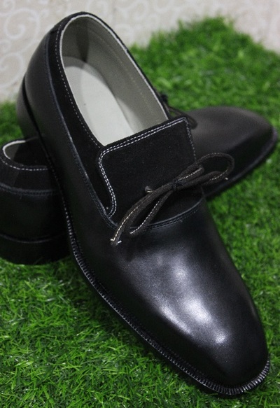 New Mens Handmade Formal shoes Black Suede & Leather Single Lace Slip on Dress & Casual Wear Boots