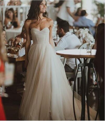 Simple A-line Wedding Dress, Sweetheart Wedding Dress, Tulle Wedding Dress,1757