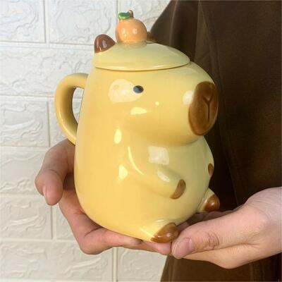 Cute Capybara Ceramic Coffee Mug with Lid