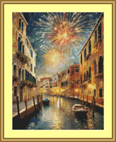 Fireworks In Venice Cross Stitch Pattern
