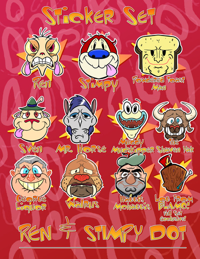 Ren & Stimpy Dot Sticker Set