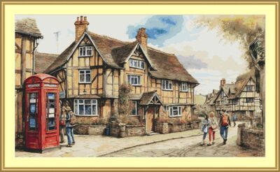 English Village Cross Stitch Pattern