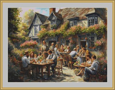 English Pub Cross Stitch Pattern