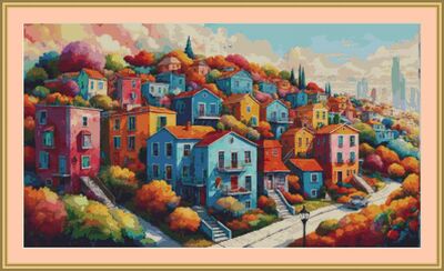 Colourful Street Cross Stitch Pattern