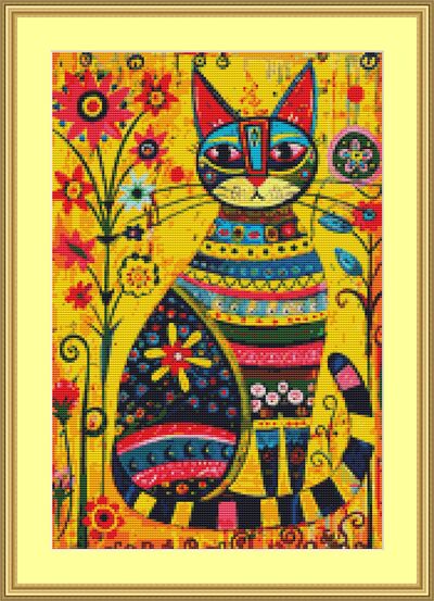 Cat Art Cross Stitch Pattern