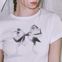 Y2K Bow Print Baby Tee - Thumbnail 3