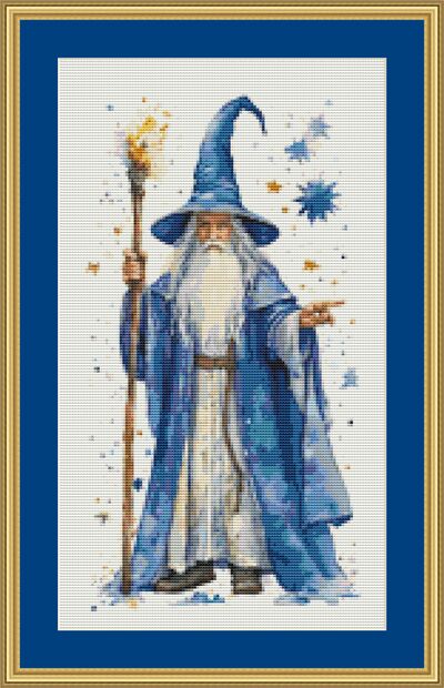 Blue Wizard Cross Stitch Pattern