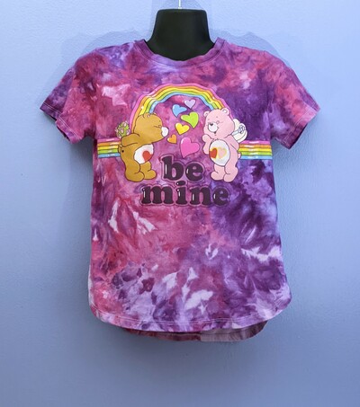 Tie Dye T shirt size Medium women's misses Care Bears purple pink