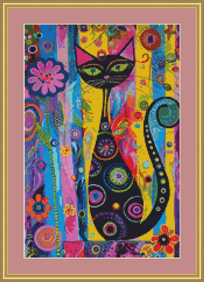 Black Cat Cross Stitch Pattern