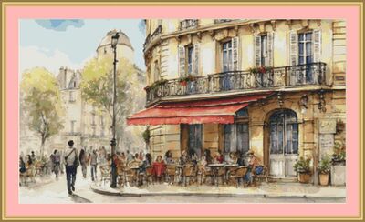 A Parisian Cafe Cross Stitch Pattern
