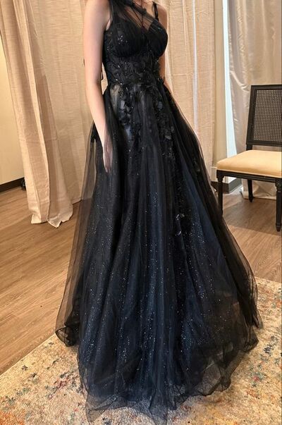 2024 Black Formal Dress One Shoulder Long Prom Dresses With Split