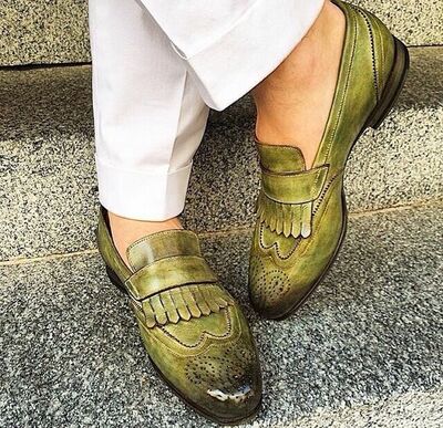 New Color With Tone Fringe Loafers Slips On Moccasin Shoes Handmade Edition