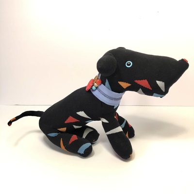 Sock Dog - black with triangles