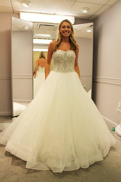 Simple Beading Crsytals Wedding Dress Bridal Gown
