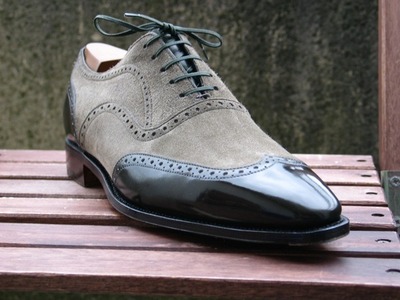 Elegant Men's Hand Stitch Grey Genuine Leather Suede Lace Up Formal Wear Shoes