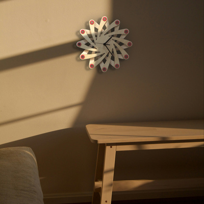 Galaxy - contemporary stylish wall clock made of bent plywood, wooden wall clock