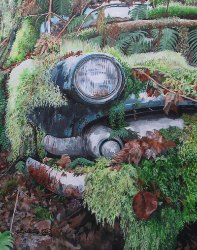 "Swallowed Whole" Acrylic painting on 16 x 20 inch stretched canvas. Original artwork by N.E.Thompson