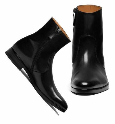 Men Side Zipper Leather Boot Ankle High Leather Boot Dress Black Leather Boots
