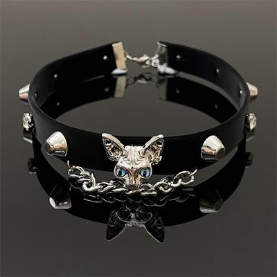 Punk Cat Leather Chocker