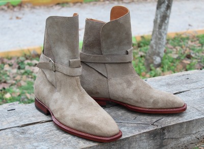 Crafted Leather Handmade Brown Suede Leather Jodhpur Boot