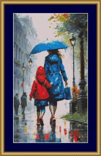 Under The Umbrella Cross Stitch Pattern
