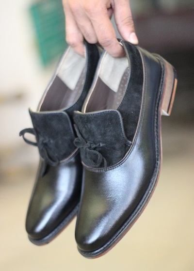 Men's Handmade Formal Shoes Black Leather & Suede Slip On Stylish Lace loafers Moccasin Shoes