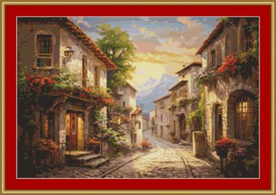 Stone Houses Cross Stitch Pattern