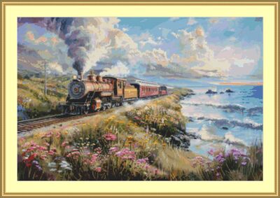 Steaming By The Sea Cross Stitch Pattern