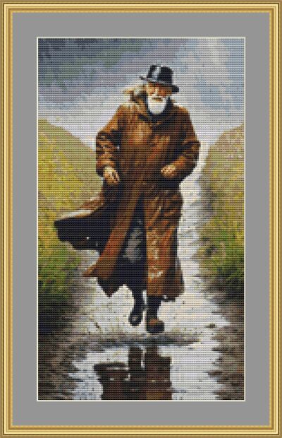 Running In The Rain Cross Stitch Pattern