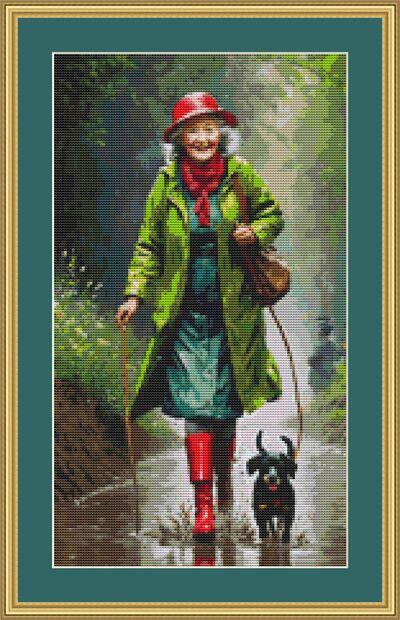 A Stroll In The Rain Cross Stitch Pattern