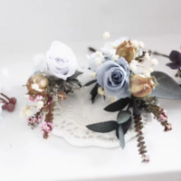 Blue Preserved Flower Dried Flower Wedding Headpiece Hair Pin Tiara Accessories - Thumbnail 1