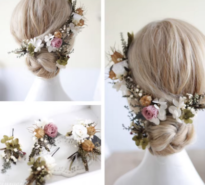 Natural Preserved Flower Dried Flower Wedding Headpiece Hair Pin Tiara Accessories