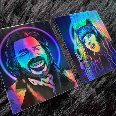 What We Do In The Shadows Nadja and Laszlo Holographic Stickers