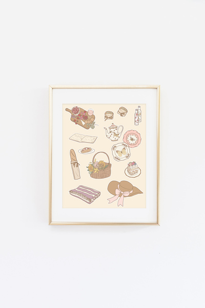 Picnic Supplies Collage Print