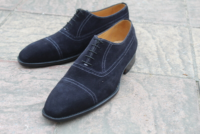 Crafted Leather Handmade Men Classic and Simple Black Suede Oxford Lace up Dress Shoes