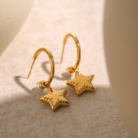 18k gold stainless steel pearl C-shaped love-shaped earrings - Thumbnail 2