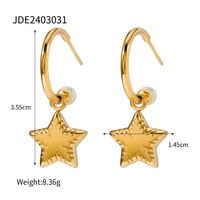 18k gold stainless steel pearl C-shaped love-shaped earrings - Thumbnail 4