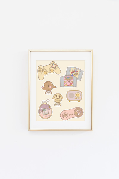 Cozy Gaming Supplies in Pink B Collage Print