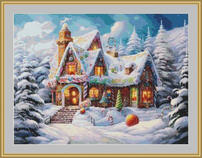 Sweet Gingerbread House Cross Stitch Pattern