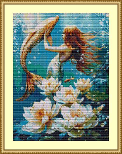 Swimming With A Fish Cross Stitch Pattern